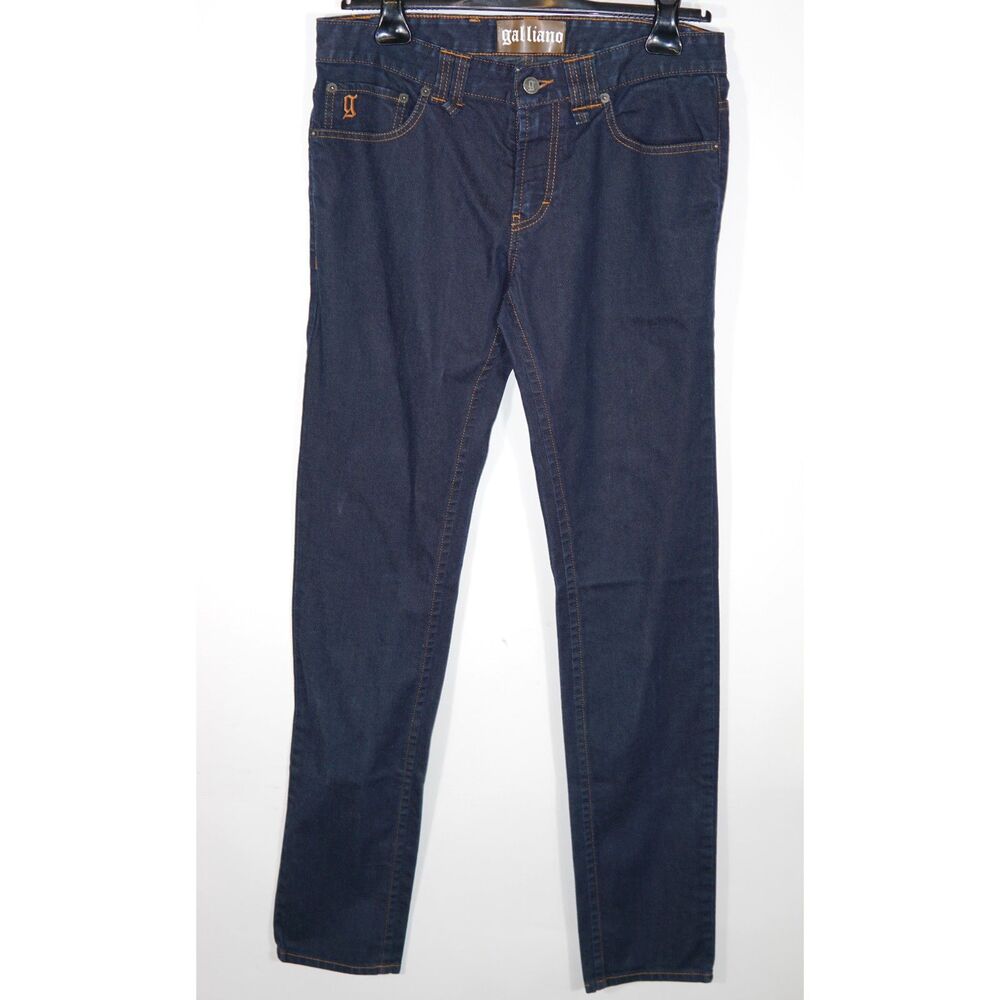 Galliano Dark Blue Stretch Denim Low Rise Slim Fit Jeans size 32